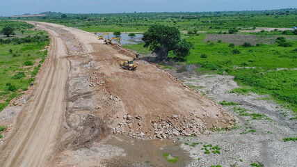 dirt road in rice farm