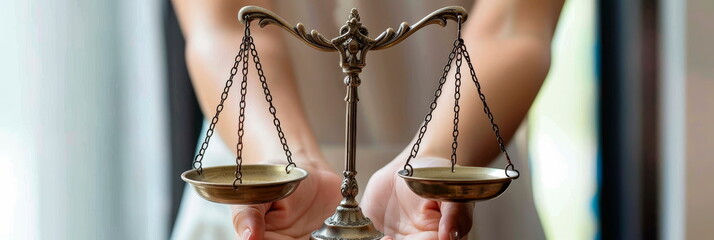 Scales of Justice: A person holding scales, representing the balance between pros and cons.