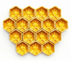 a bunch of yellow hexagons sitting on top of each other