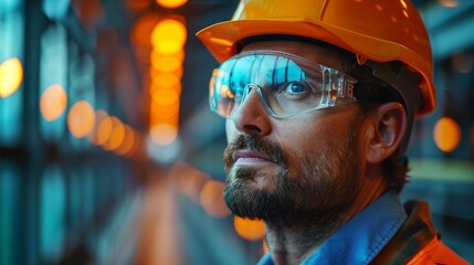 The engineer stood looking outside. Construction industry background