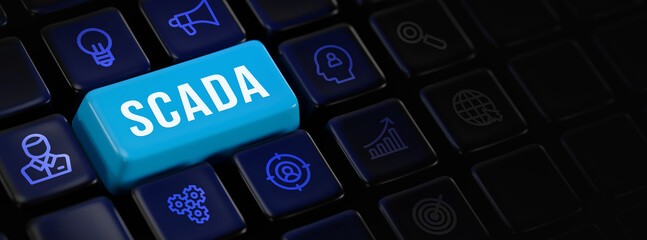 System Supervisory Control And Data Acquisition technology concept. SCADA. 3d illustration