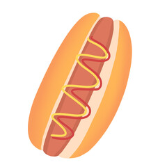 hot dog with mustard and ketchup on a bun