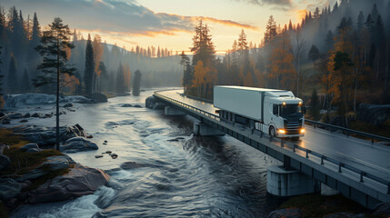 Global business of containers, container transport, cargo plane, truck.