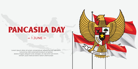 Illustration graphic of Garuda an Indonesian nationality logos. Good for attachment, etc. illustrations of the Garuda background on Pancasila Day with flags.