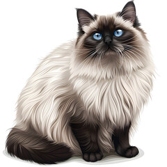 Clipart illustration of birman cat breeds on a white background. Suitable for crafting and digital design projects.[A-0001]