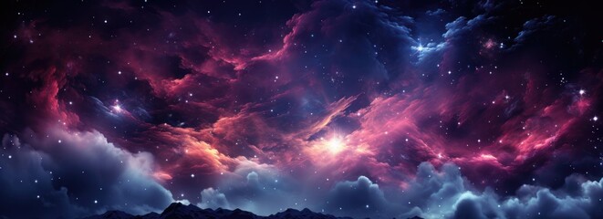 Cosmic galaxy, a bright cluster of stars, cosmic dust, landscape