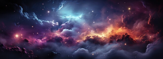 Cosmic galaxy, a bright cluster of stars, cosmic dust, landscape