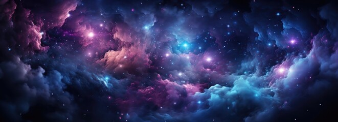 Obraz premium Cosmic galaxy, a bright cluster of stars, cosmic dust, landscape