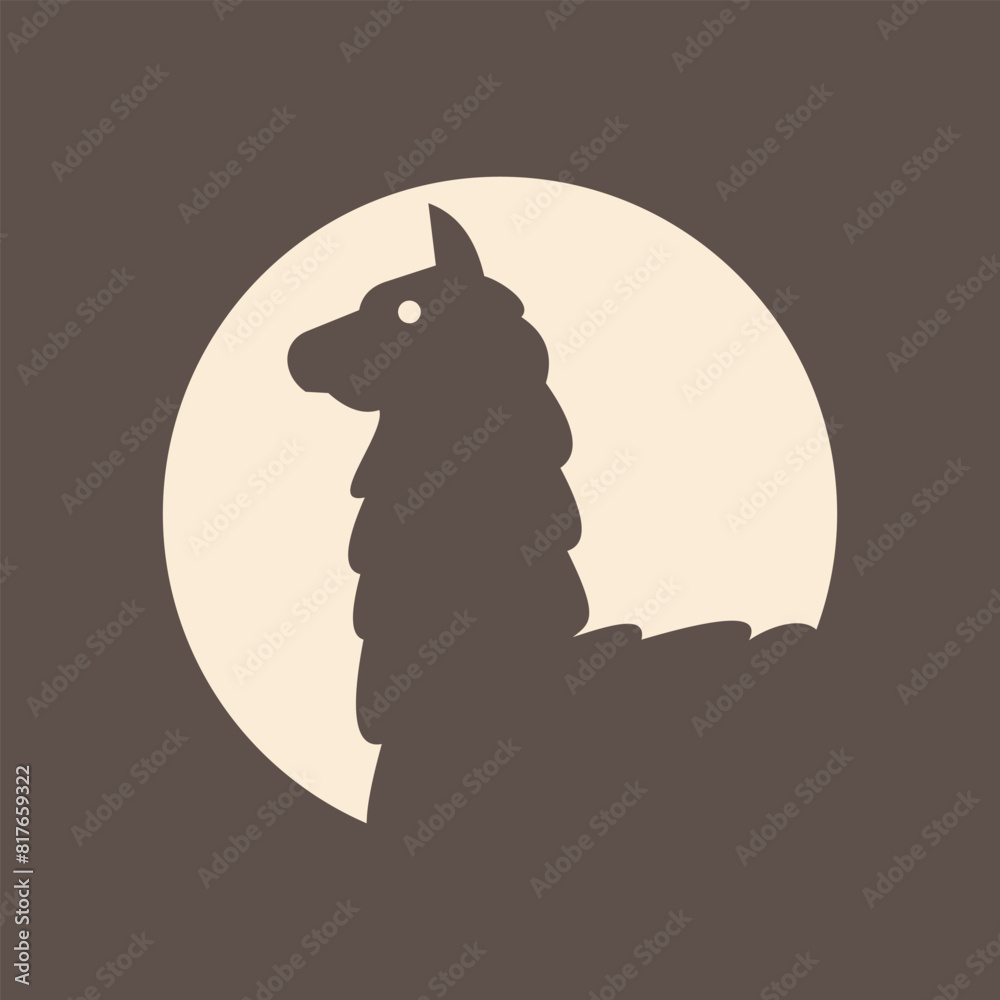 Wall mural alpaca llama logo vector icon vector negative space style