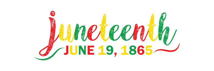 Juneteenth freedom day, hand-written text, typography, hand lettering, calligraphy. Hand writing of word Juneteenth, june 19,  isolated on white background. Vector illustration. EPS 10
