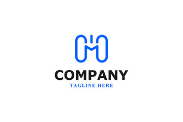 letter m blue minimal logo