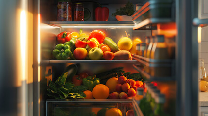 fruits and vegetables in the fridge