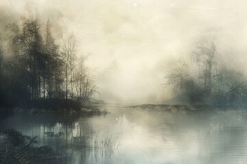 Muted tones blending harmoniously, like a soft melody playing on the canvas of the mind, evoking a sense of quiet introspection.