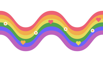 Retro Groovy rainbow stripes background LGBTQ Pride month