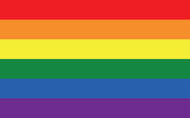 LGBTQ+ pride flag, rainbow background. Multicolored peace movement. Original colors symbol. Horizontal stripes icon. Graphic design sign mockup. Editable template for web, print, UI edit eps 10 vector
