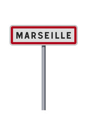 Panneau d'entrée de la ville de Marseille (Bouches-du-Rhône) en vectoriel