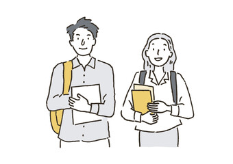 男女の大学生のイメージイラスト