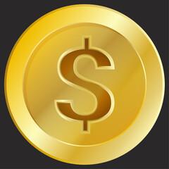 Gold coin with the dollar symbol on it