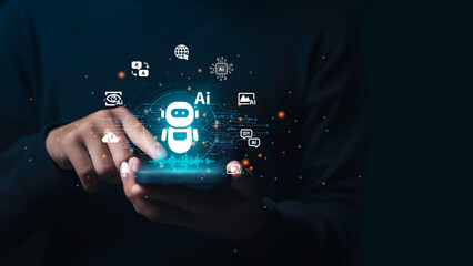 Generate AI technology, Artificial Intelligence. assistant technology smart robot AI for data...