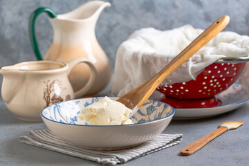 Traditional homemade cream cheese.