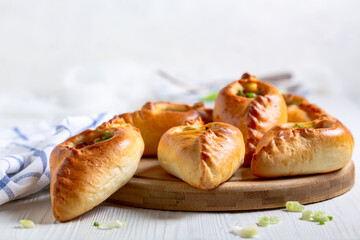 Open pies with filling (rastegay). Russian kitchen.
