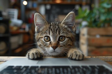 Adorable Cat Using Laptop Typing, Browsing, and More Perfect for Tech Lovers