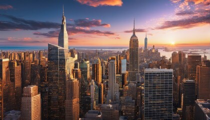 Skyline mit Abendrot