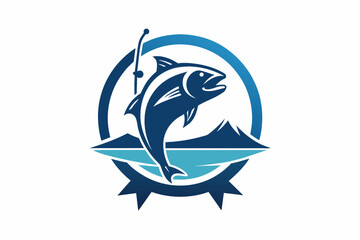 A logo for fishing equipment vector artwork illustration