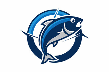 A logo for fishing equipment vector artwork illustration