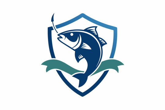 A logo for fishing equipment vector artwork illustration