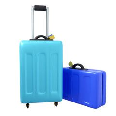 Traveling essentials: packed suitcase ready for adventure, 3d illustarion