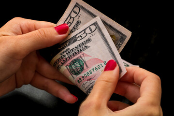 USD money banknotes, detail photo of US dollars