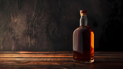 bottle of whiskey on table