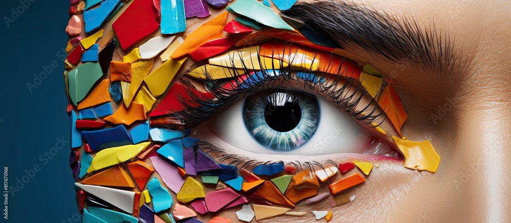 Aufkleber A vibrant collage of torn paper with a variety of colors creating an eye catching and dynamic copy space image
