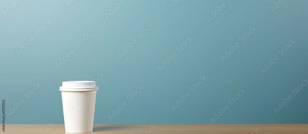 Aufkleber office copy space image featuring a white table adorned with a paper coffee cup