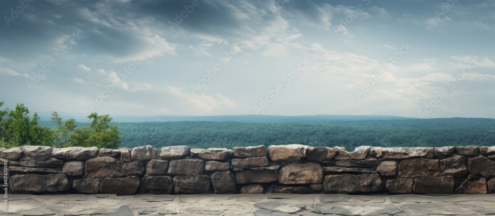 Aufkleber an image of an aged stone wall with a view of copy space