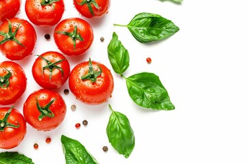 Tomatoes Banner, red tomato and basil, AI generated