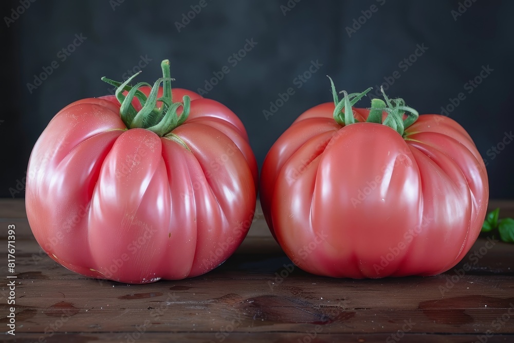 Wall mural Tomatoes Banner, red tomato and basil, AI generated