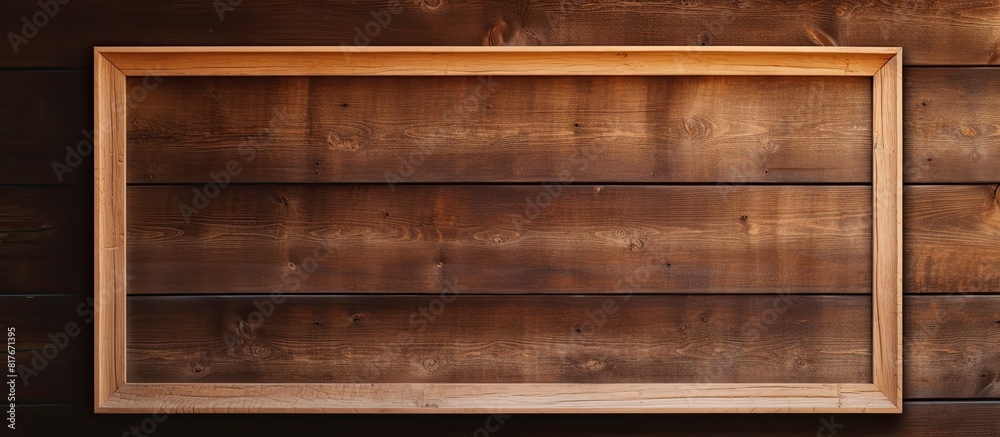 Poster a copy space image featuring a wooden frame set against a background of wood