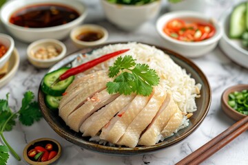 Asian style chicken rice or steamed with chicken broth