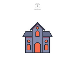 Haunted House Icon Halloween theme symbol vector illustration isolated on white background