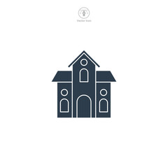 Haunted House Icon Halloween theme symbol vector illustration isolated on white background