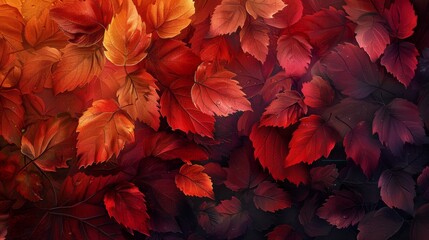 Fototapeta premium Red leaves texture background.