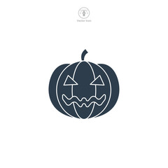 Jack o' lantern pumpkin  Icon Halloween theme symbol vector illustration isolated on white background