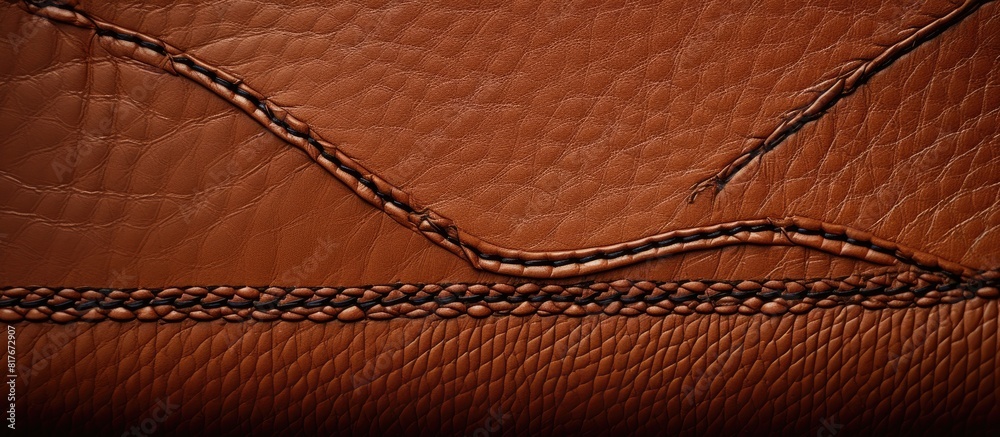 Poster a close up copy space image showcasing the intricate details and tactile appeal of leather texture