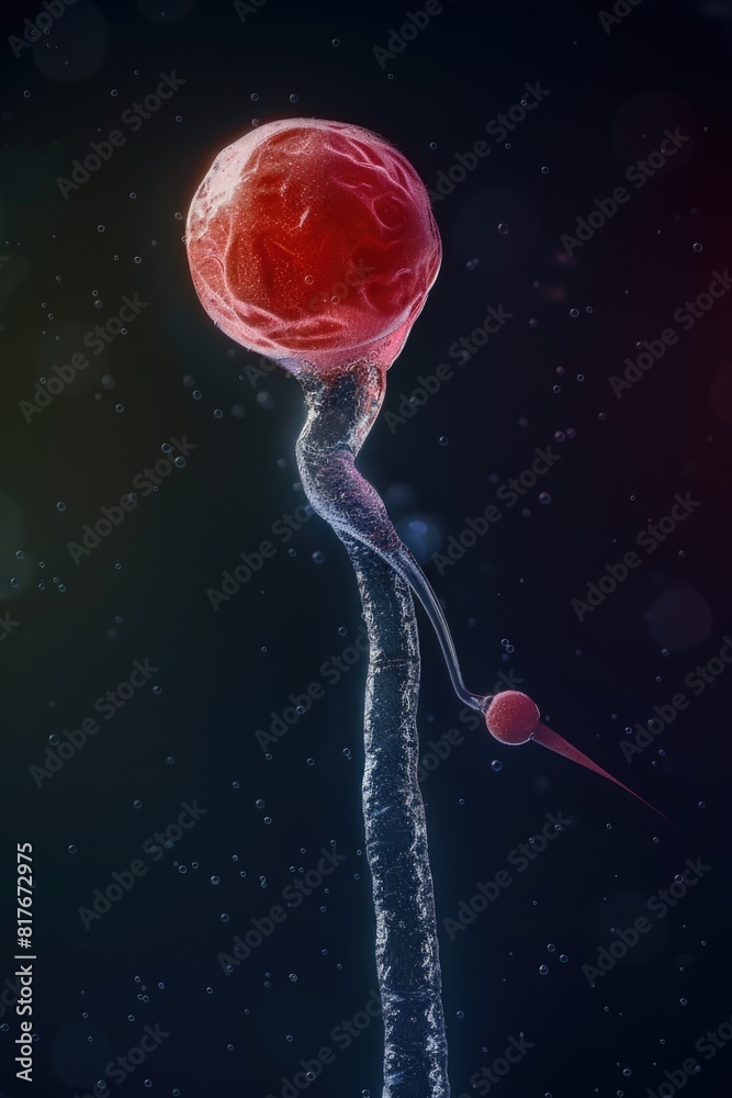 Poster a red ball placed on top of a stem, suitable for various creative projects