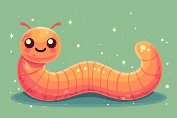 A cheerful cartoon worm with a smile on its face. Suitable for children's illustrations