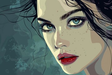Fototapeta premium A detailed close up of a woman with striking blue eyes. Perfect for beauty or eye care related designs
