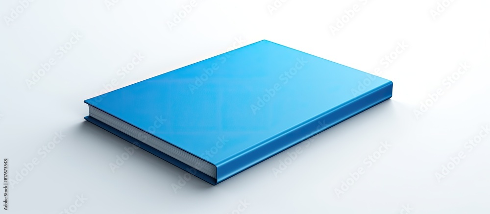 Poster a blue book is depicted in a copy space image with a white background