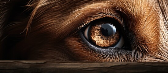 A view of the back side of a dog s eye with a background of an old wood path allowing room for text or images copy space image - Powered by Adobe